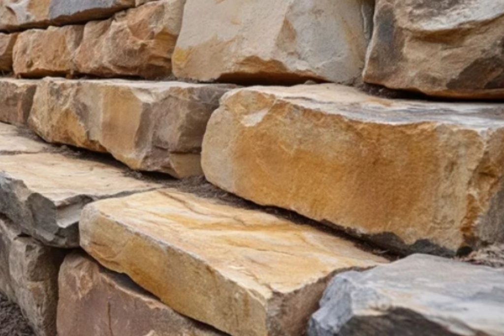 Sandstone as a natural stone retaining wall