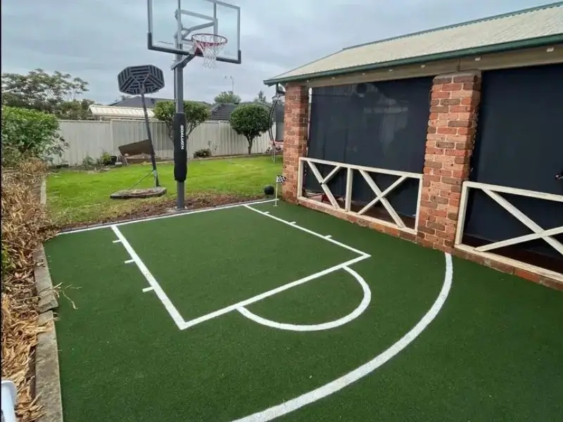 after basketball court grass installation
