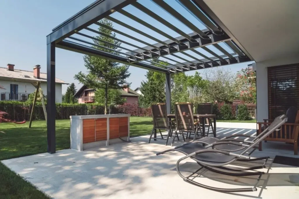 concrete patio with a pergola