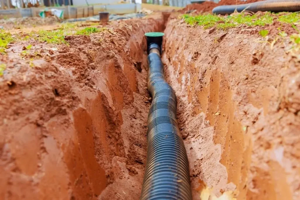 instaling ag pipe in the backyard
