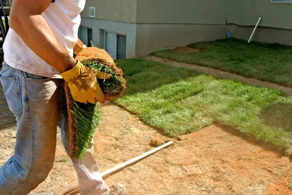 turfing on a sloped yard