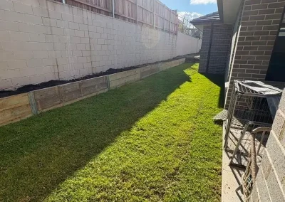 timber sleeper retaining walls with grass installation Mount Druitt