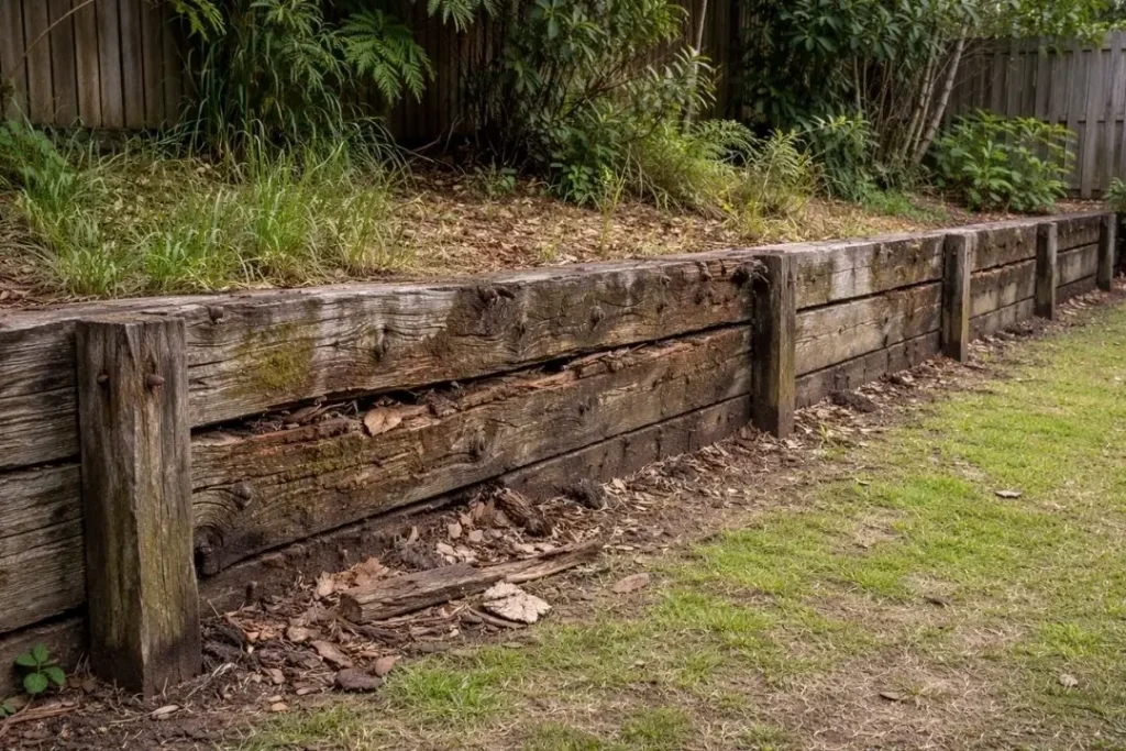 rotten timber sleepers
